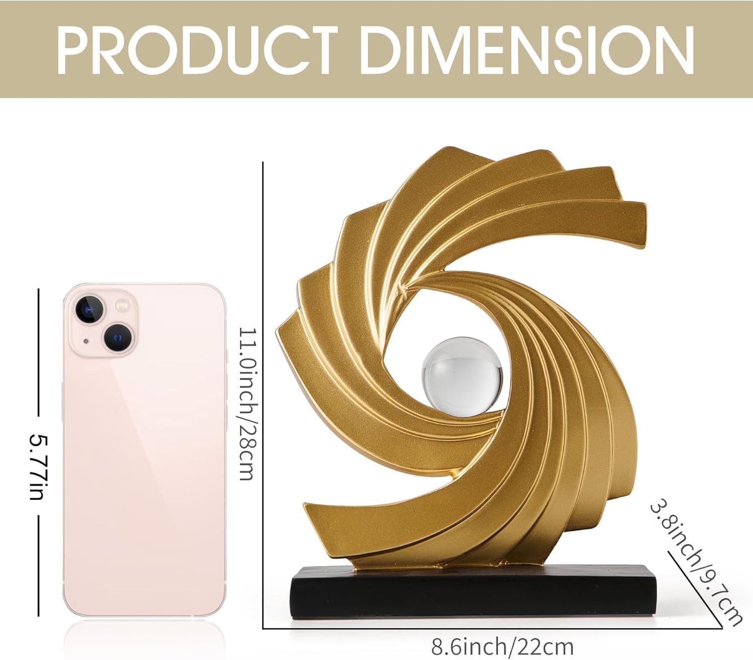 Abstract Art Statue,Modern Gold Minimalist Decoration,Geometric Abstract Sculpture,Decoraciones para Sala Bedroom Office Coffee Tabletop Centerpiece Decoration Resin Collectibles (Gold) - Image 3