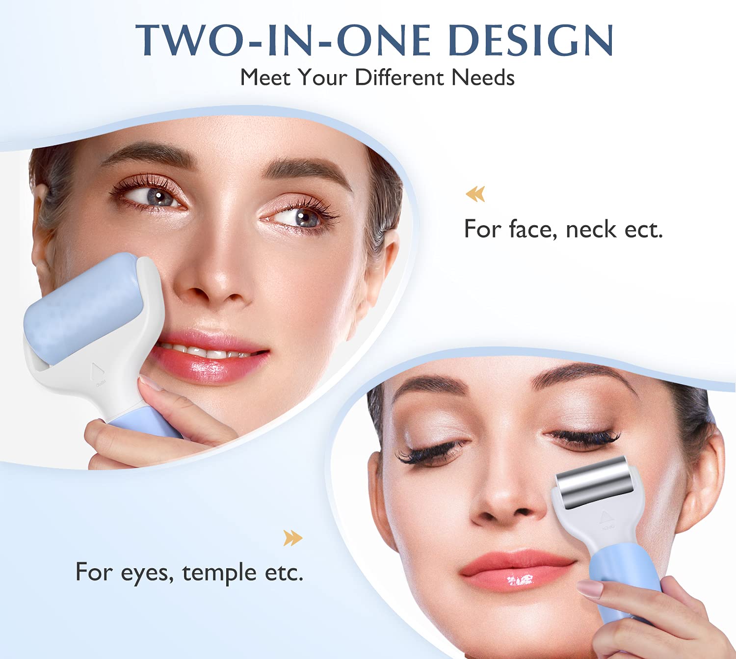 Ice Roller for Face and Eyes - Face Roller Massager with Two Roller Heads - Facial Roller and Eye Roller for Skin Care Pain Relief : Beauty & Personal Care