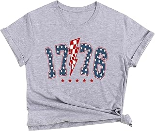 Women America Shirt Fourth of July USA Tshirt Cotton Short Sleeve Tees