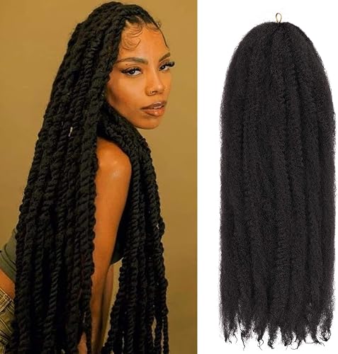 ZRQ Black Marley Hair 30 Inch Marley Twist Braiding Hair, 8 Packs Synthetic Curly Twist Marley Hair, Long Afro Twist Hair For Faux Locs Extensions (1B#,8 Packs)