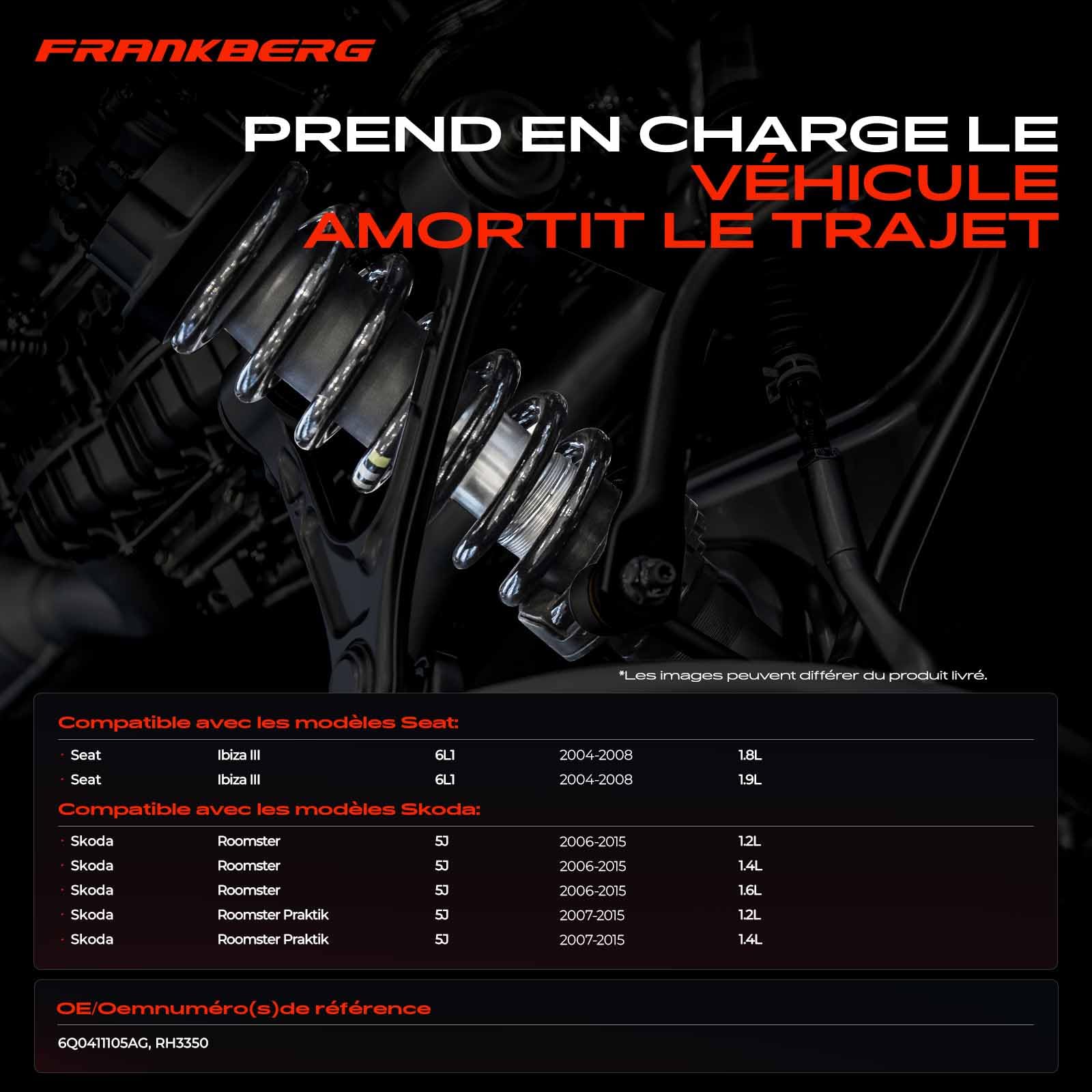 Frankberg 2 ressorts de suspension pour essieu avant 6Q0411105AG | Compatible avec: Ibiza III 6L1, R.o.o.m.s.t.e.r 5J7, R.o.o.m.s.t.e.r Praktik 5J