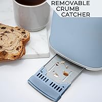 Vista 4 de Rae Dunn Tostadora de pan redonda retro, tostadora de 2 rebanadas de acero inoxidable con bandeja de migas extraíble, ranura ancha con 6 niveles