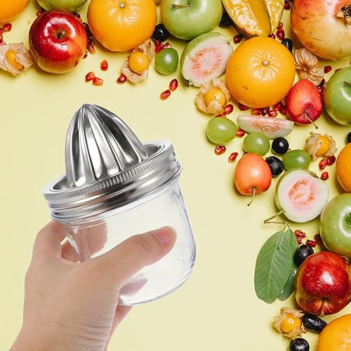 Miniatura 3 de HEMOTON Exprimidor de mano Mason Jar Juicer de acero inoxidable tarro de conservas de limón Exprimidor manual de cítricos Exprimidor de limón