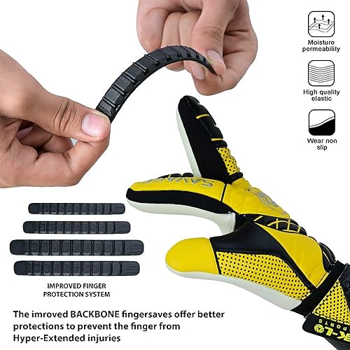 Miniatura 5 de K-LO Guantes de portero Guantes de portero de fútbol Savage Rise (unisex, juvenil, niños y adultos)  Salvajes de dedos para protección  Palma de