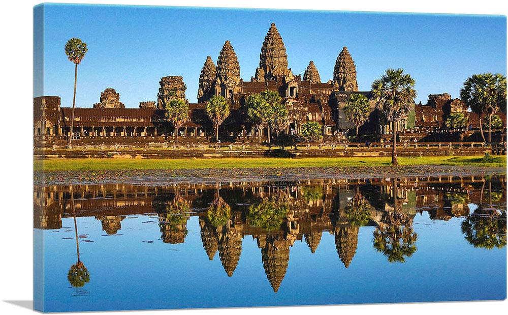 ARTCANVAS Ancient Khmer Cambodia Architecture Canvas Art Print Stretched Framed Painting Picture Poster Giclee Wall Decor - 18" x 12" (0.75" Deep)