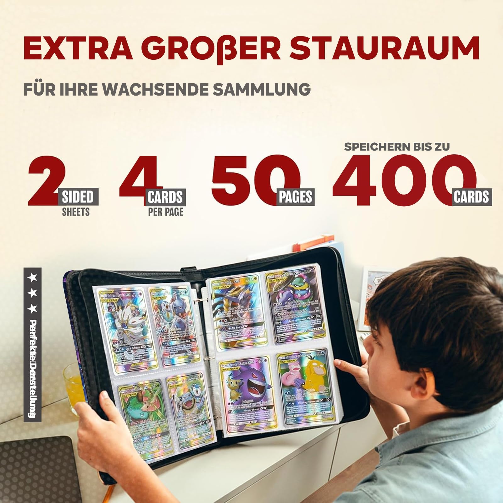 Raccoglitore Carte Pokemon, Album Carte Collezionabili, 50 Pagine Può Contenere 400 Cartes