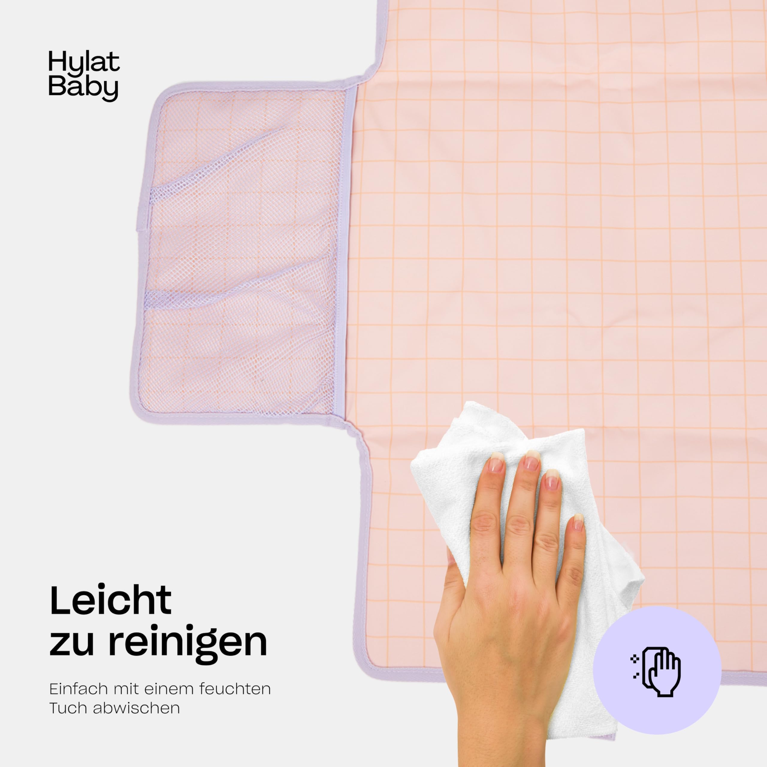 Hylat Baby Wickelunterlage – Faltbare & Abwaschbare Wickelmatte für Unterwegs – Leichte, Tragbare, mit Taschen & Klettverschluss – Hygienische Wickelunterlage für Kinderwagen & öffentliche Toiletten