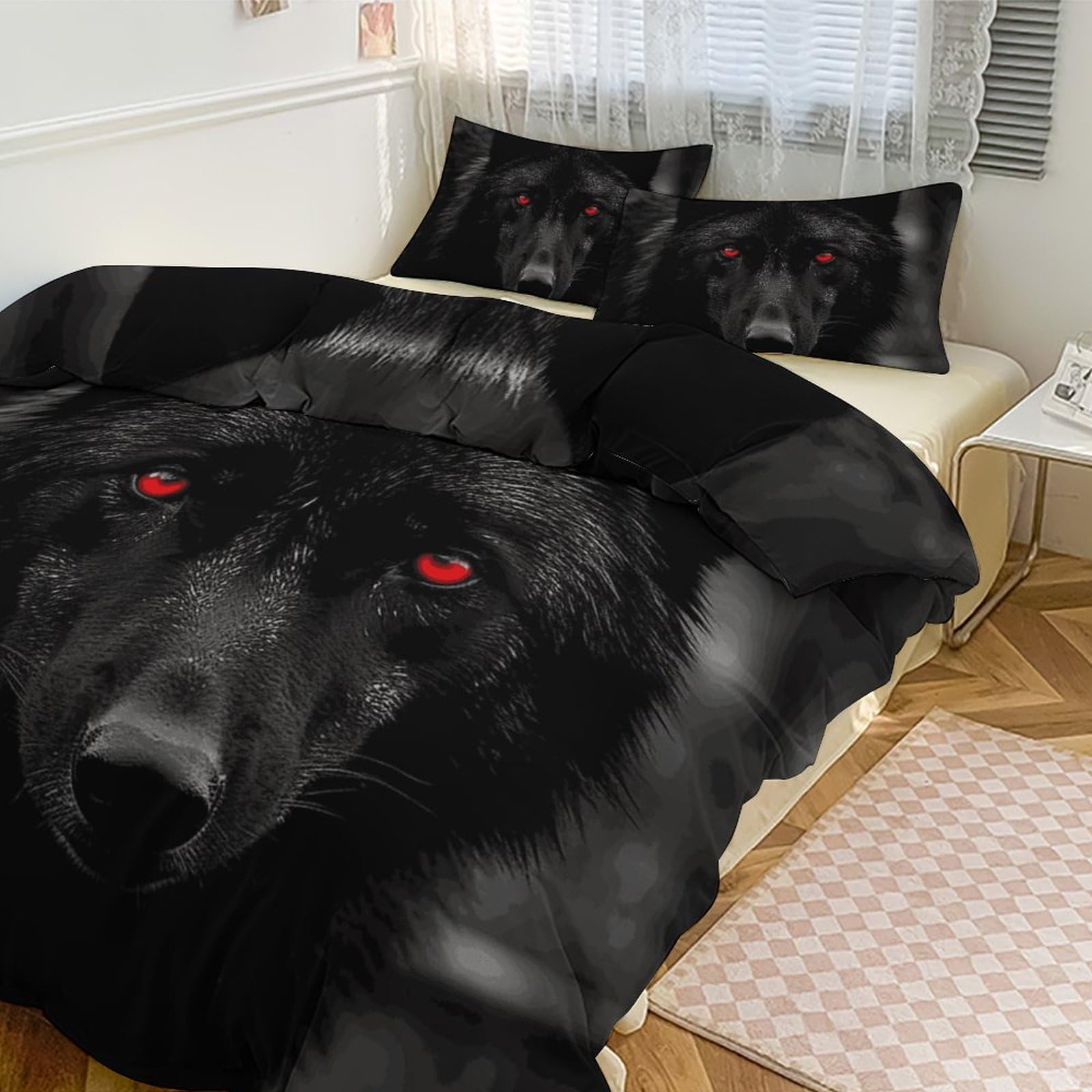 Couette parure de lit loup couvre-lit épais avec taie d'oreiller maison hôtel