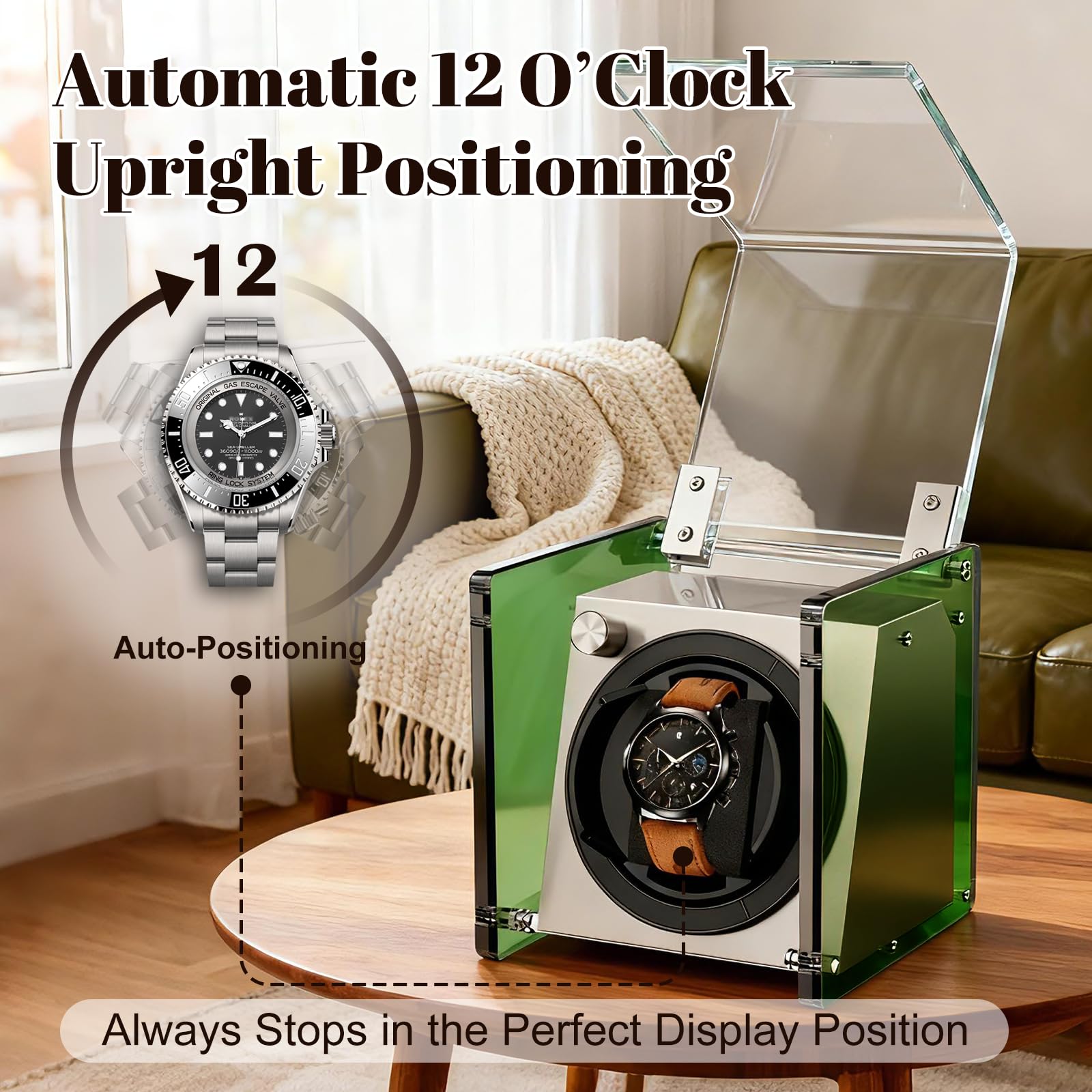 Watch Winder Smith Uhrenbeweger aus Acryl für normale bis extra große Uhren
