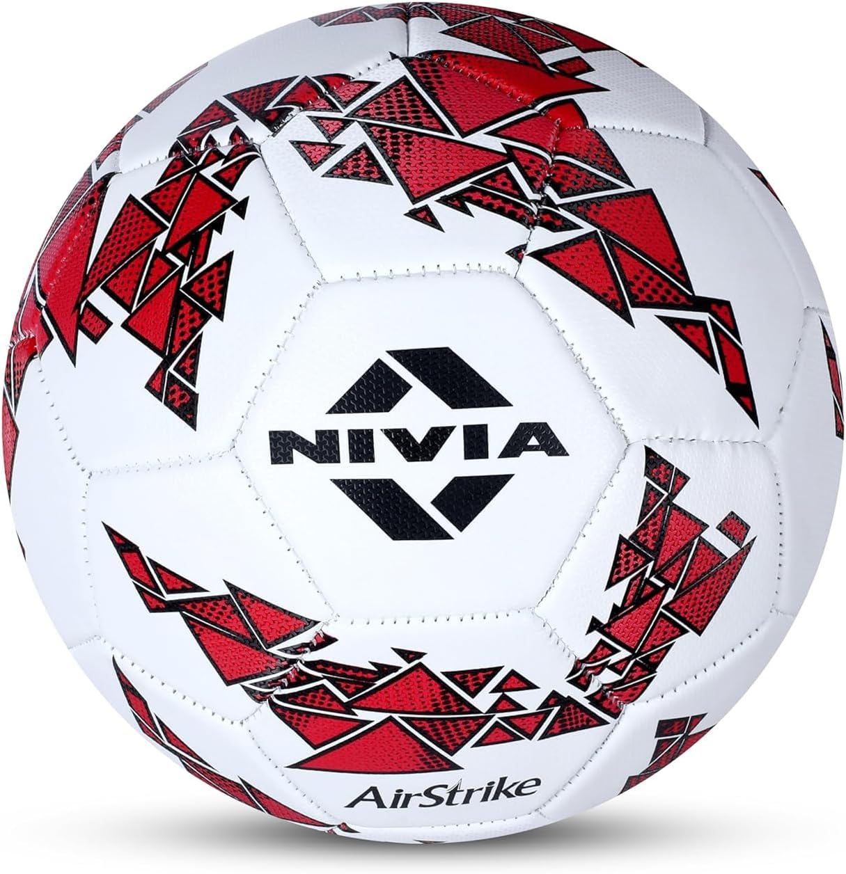Nivia Airstrike Football, Training Ball, 32 Panels, Synthetic Cover, Butyl Bladder, Made for Beginners, to Play On Both Natural and Artificial Grass (White, Size-5)