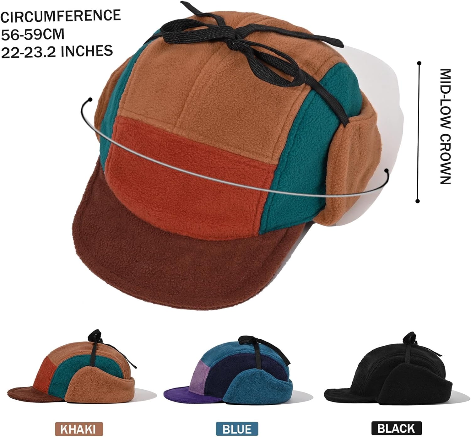 Croogo Fleece Baseball Cap with Ear Flaps Warm Earmuff Cap Foldable Trapper Hat - Image 6