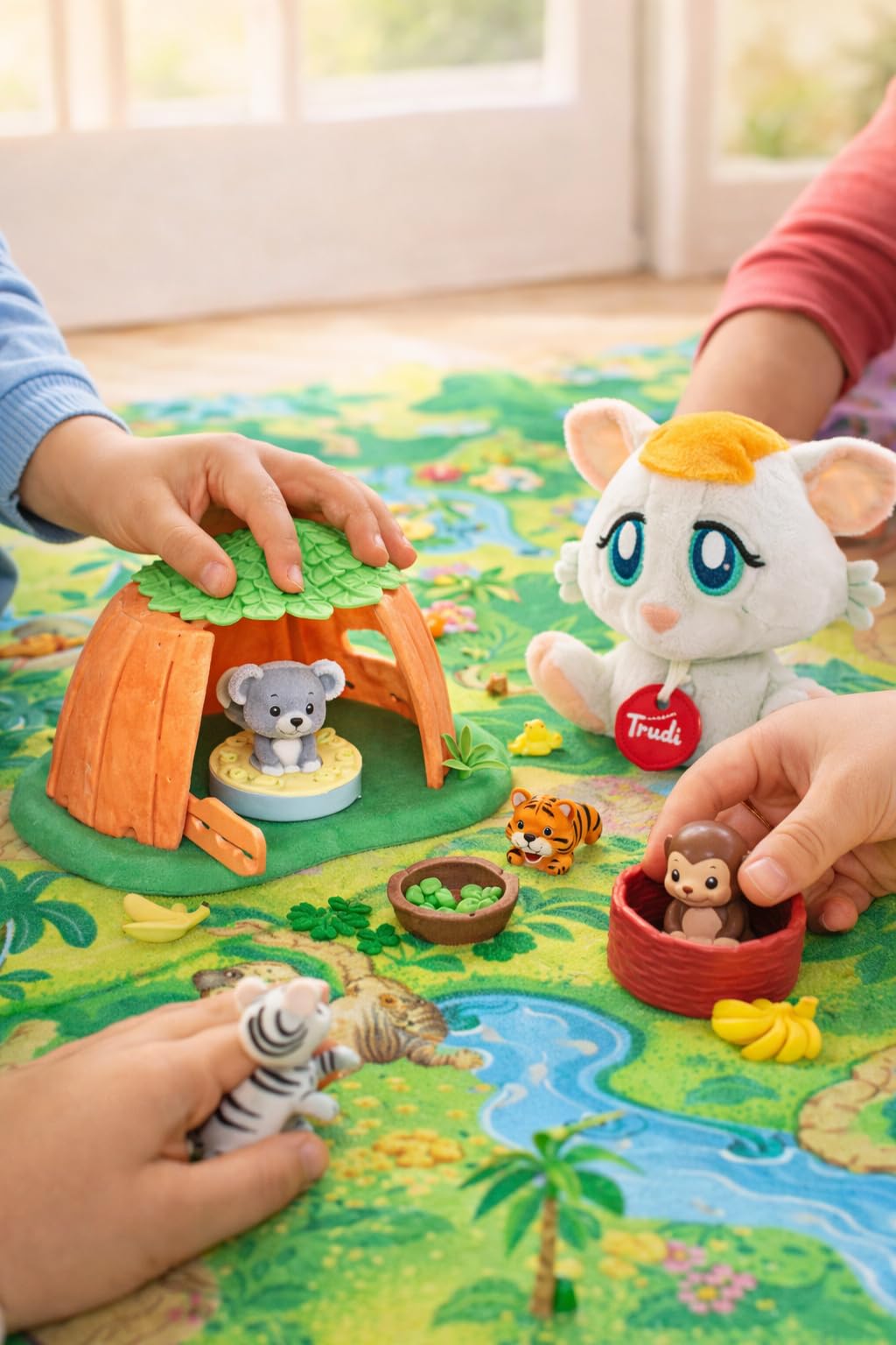 Pasqualone Bambini Rosa con 5 Sorprese Garantite – Peluche Coniglio Trudi 15 cm + Cuccioli Cerca Amici Giungla (Bustine + Capanna) | Uovo Pasqua Senza Cioccolato 40x30 cm | Regalo Bambina 3-6 Anni