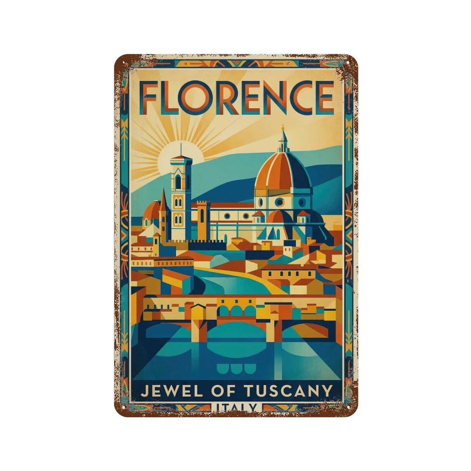 Galvaxio Style Travel Vintage Italy Florence Metal Tin Sign