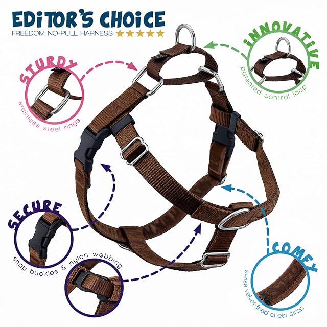 Foto 4 de 8 de 2 Hounds Design Freedom - Arnés para Perro sin tirones con Correa, Mediano, 1,5 cm de Ancho, Color marrón