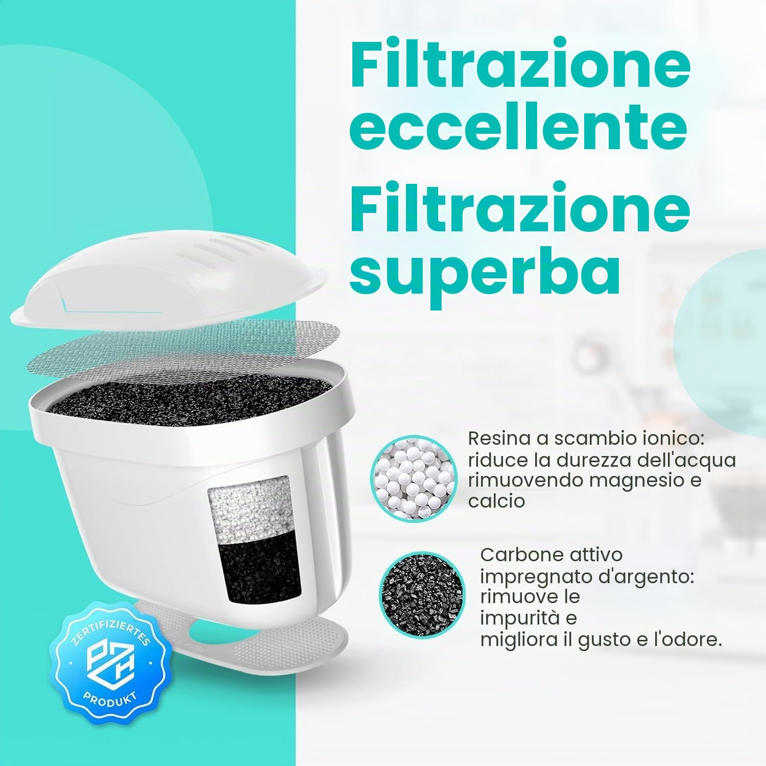 Aquafloow Set 6 Cartucce Filtranti Acqua | Compatibili con Brita Maxtra+, Maxtra Pro, Caraffe Marella, Style, Elemaris | Riduce Cloro, Calcare, Metalli Pesanti