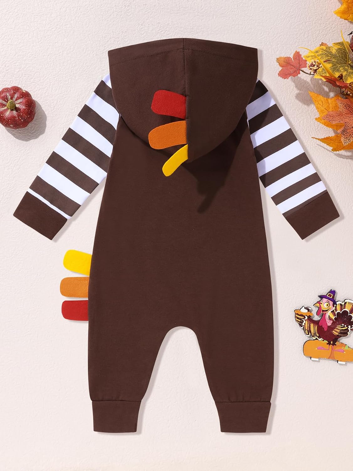 TUEMOS Thanksgiving Baby Boy Outfit Everyone Thankful for Me Romper Stripe Hoodie Jumpsuit Newborn Thanksgiving Outfit Boy