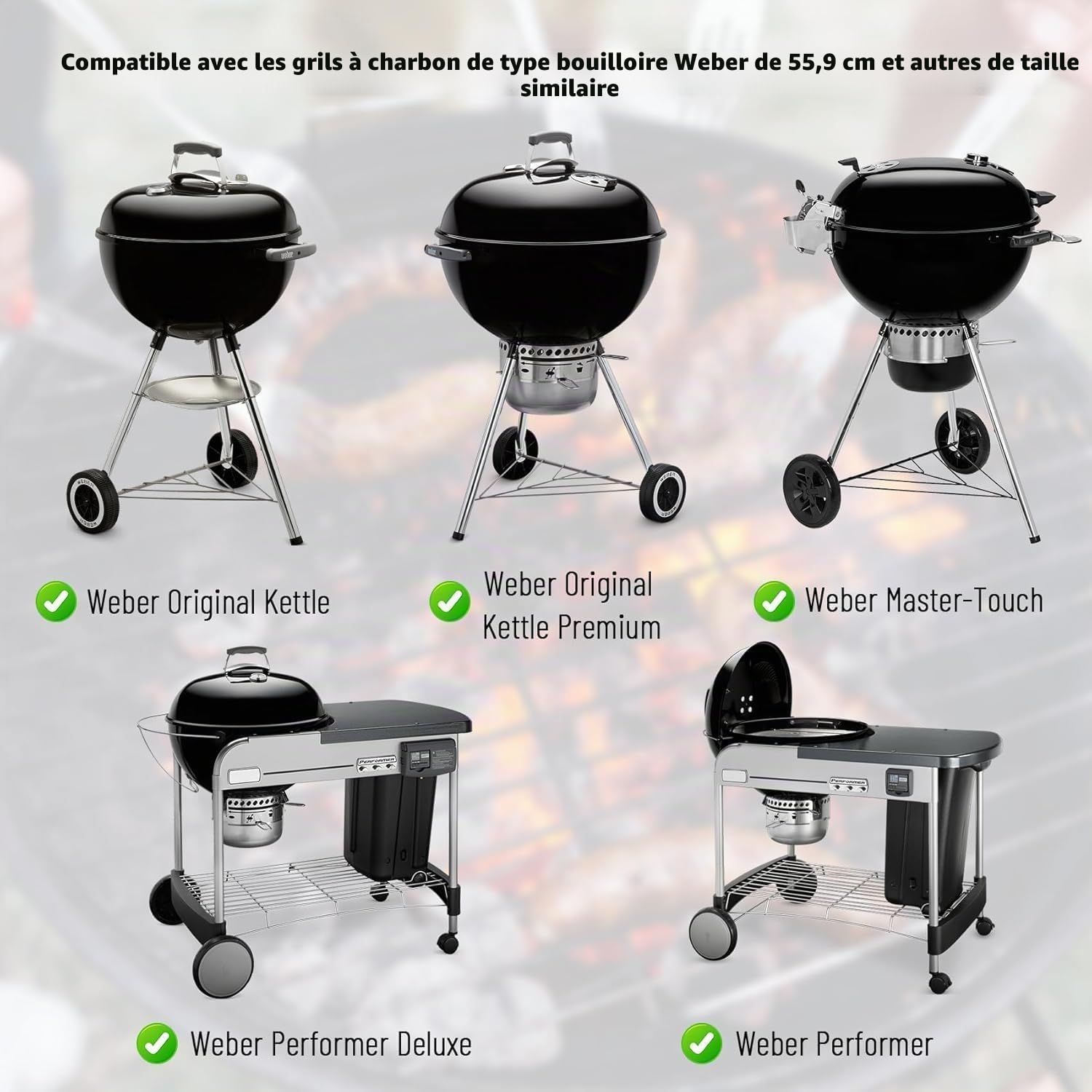 onlyfire Panier à Charbon en Céramique avec Plaque Déflecteur pour Barbecue Weber Kettle 57 cm