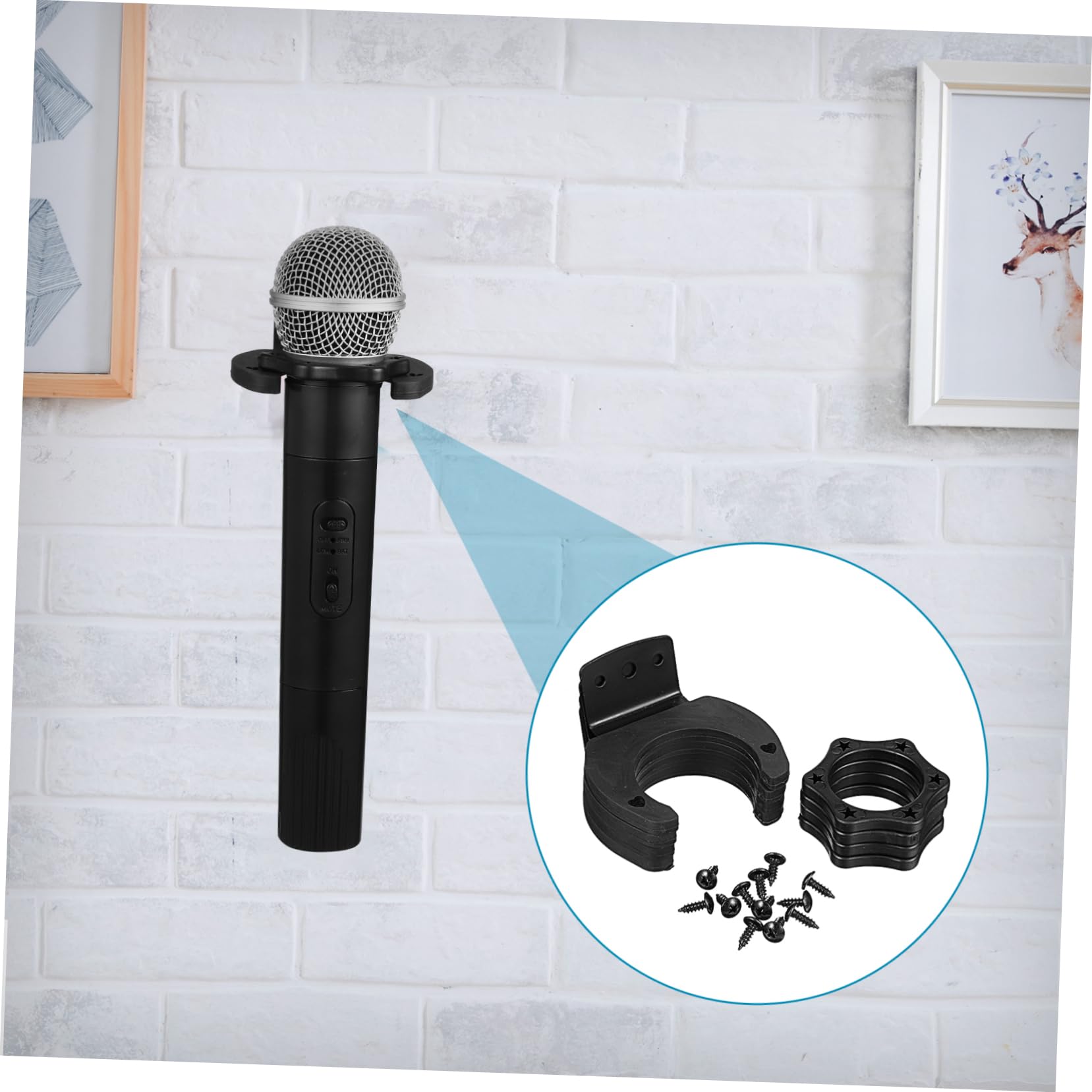 Toddmomy Microphone Wall Mount Bracket Hexagonal Ring Hanging Microphone Holder Kit for Mic Stand Ktv Accessory