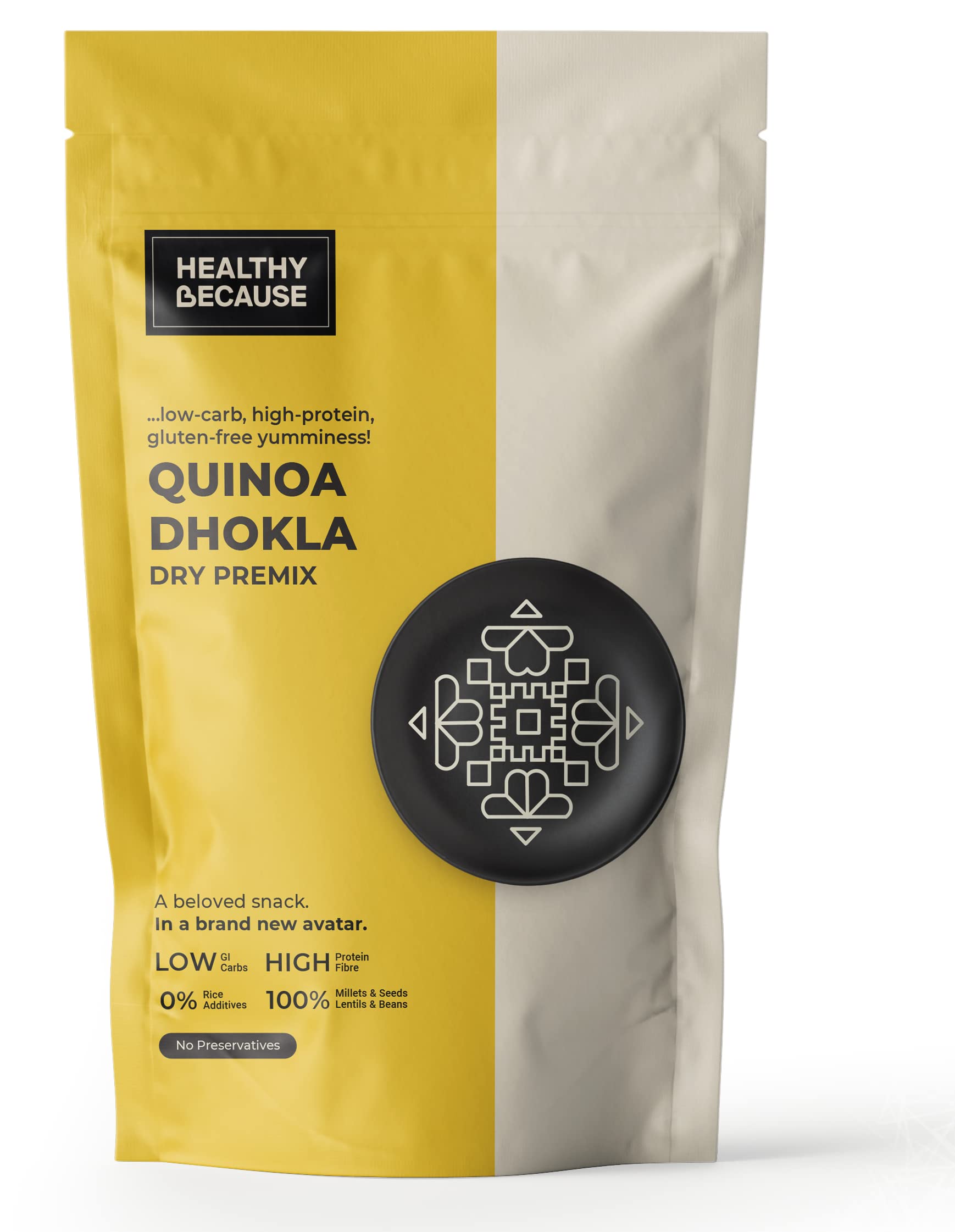 Healthy Because Quinoa Dhokla Instant Premix - 400g | Khaman Dhokla | Gluten-Free, Enriched with Dietary Fibre & Protein | Low GI | Healthy Snacks | No Preservatives (Pack of 1) (B0B4JN4G15) Amazon Price History, Amazon Price Tracker