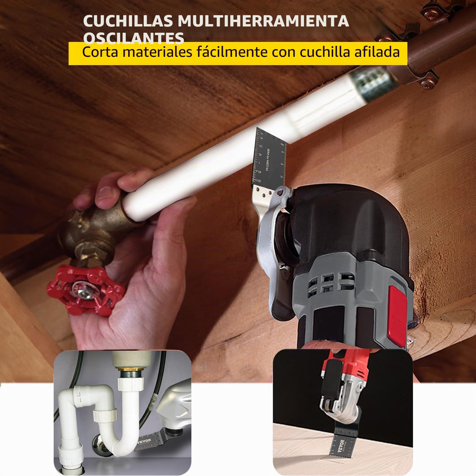 VEVOR Hojas de Sierra Multiherramienta Oscilante 100 Piezas Kit de Hojas de Sierra Oscilante 1-3/8 pulgadas Cuchillas de Herramientas Oscilantes Material de HCS para Madera Plástico