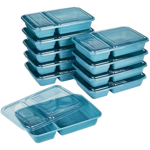GoodCook Meal Prep Rectangle Two Compartment 20-Piece Teal
