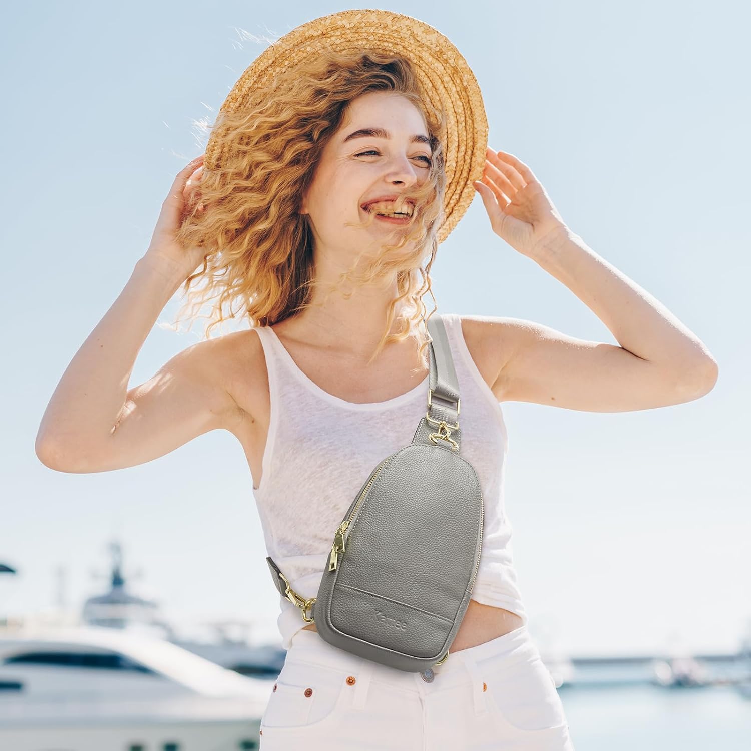 Kattee Leather Sling Bag for Women, Womens Leather Fanny Crossbody Purse for Travel，Small Sling Bag with RFID Blocking | Small, with RFID Blocking - Image 2