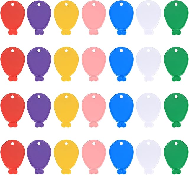 28 Pcs Colorful Balloon Weights, Plastic Helium Balloon Weights, Reusable Balloon Shaped Weights Pendants for Helium Balloons, Parties, Celebrations Decoration - 7 Colors