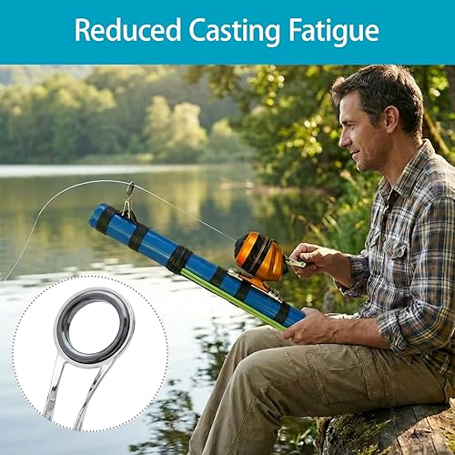 Miniatura 7 de Caña de catapulta de pesca con carrete y 2 señuelos, caña de pescar telescópica portátil, kit completo de fundición con bolsa de transporte