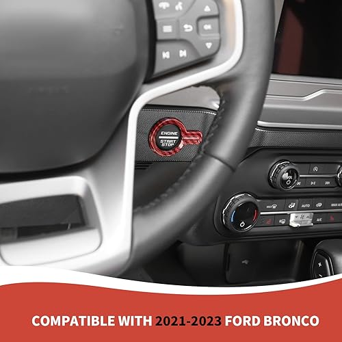 Miniatura 3 de Cubierta para botón de arranque Bronco, ajuste del botón de arranque del motor compatible con accesorios interiores Ford Bronco 2021-2023, fibra de