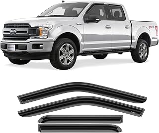 CLIM ART Incredibly Durable Rain Guards for Ford F-150 2015-2023 SuperCrew, Original Tape-on Window Deflectors, Vent Deflector, Vent Window Visors, Dark Smoke, Car Accessories, 4pcs. - 415220