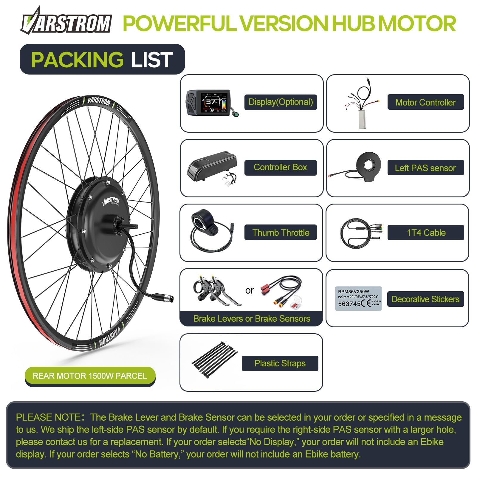 48V15OOW JYLT Sportversion E-Bike Umrüstsatz, 26 27,5 28 29 Zoll 700C Heckmotor Hinterradnabenmotor E-Bike Umrüstsatz mit Controller & Display, Für Kassette Scheibenbremse MTB (Ohne Akku)