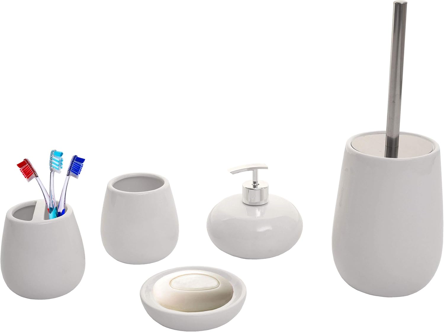 5-Piece Bathroom Set HWC-C72AM Ceramic White