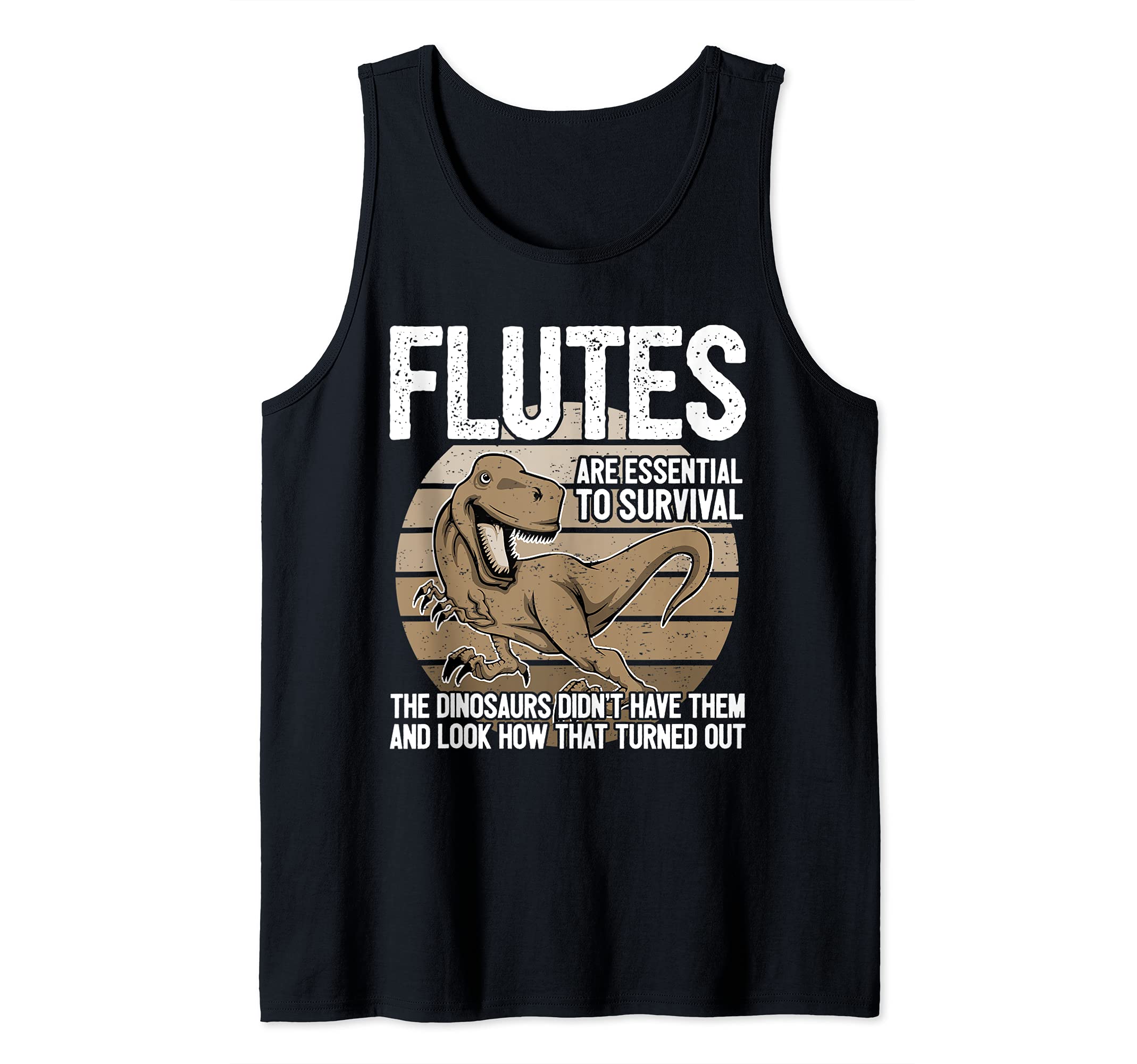 Funny Flute Player Saying Flutist I T-Rex Dinosaurs Tank Top, Black