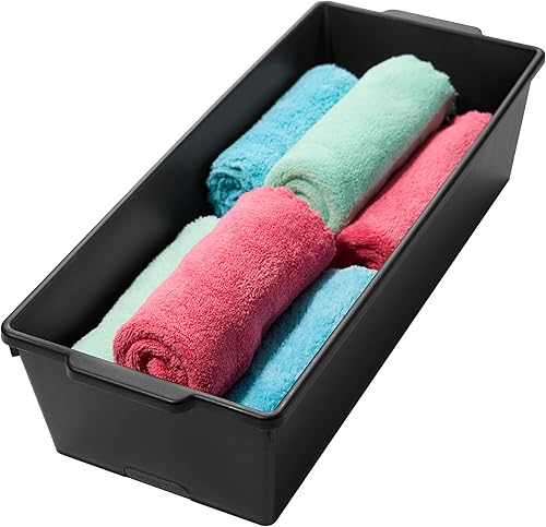 Madesmart Organizador de almacenamiento multiusos de plástico con asas, contenedor de almacenamiento portátil para debajo del fregadero y gabinete,