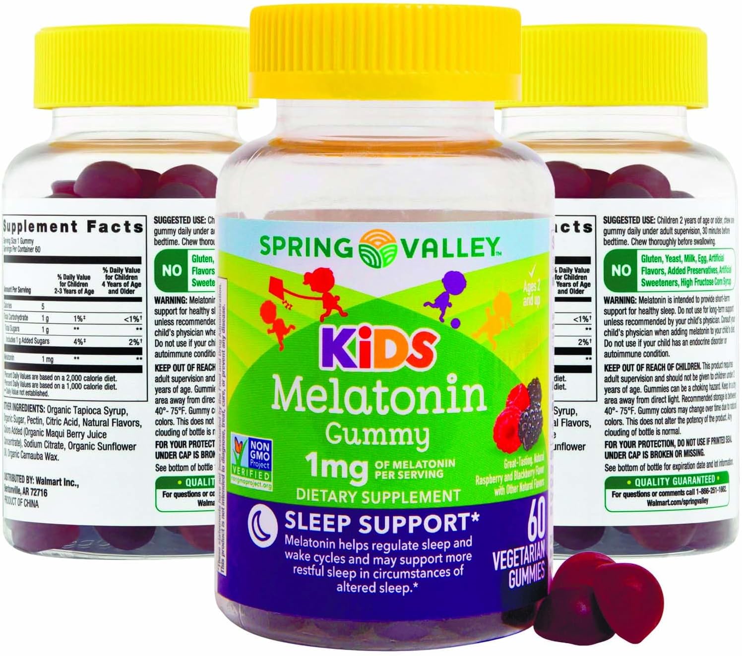 SPRING VALLEY Kids MELATONIN,3 PK,60 Gummies Each