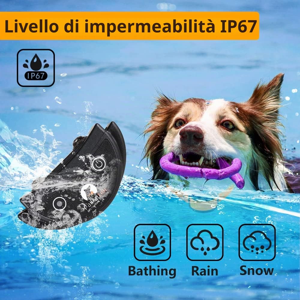 Collare antivibrazione per cani, collare anti-shock con telecomando fino a 487,7 m, con suono e vibrazione, collare per addestramento cani