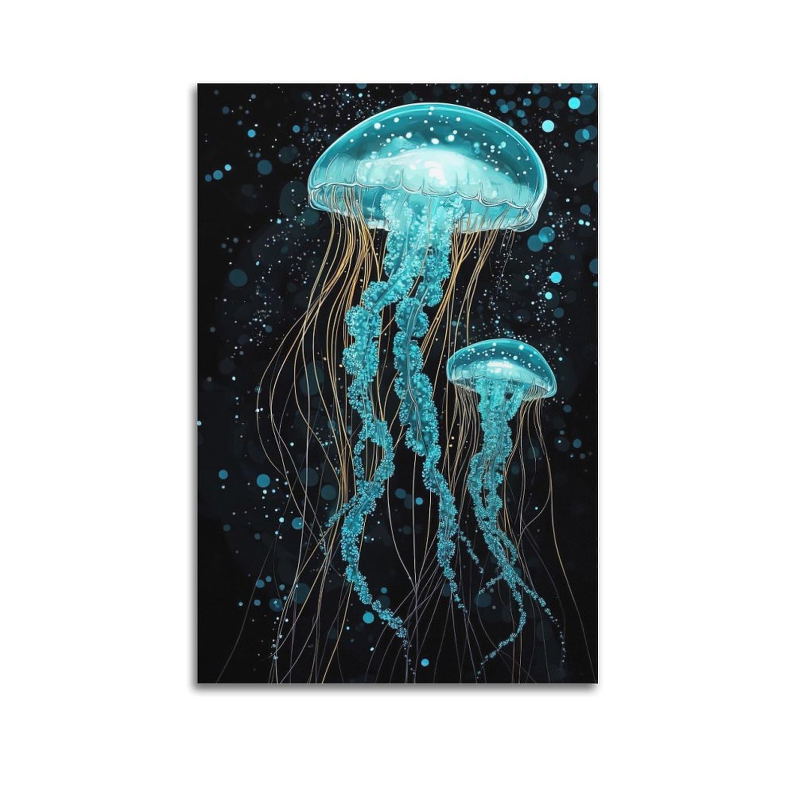 CPGLJD Marine Animal Poster Mysterious Blue Jellyfish Light Shadows Poster Decorative Painting Canvas Wall Posters And Art Picture Print Modern Family Bedroom Decor Posters 12x18inch(30x45cm)