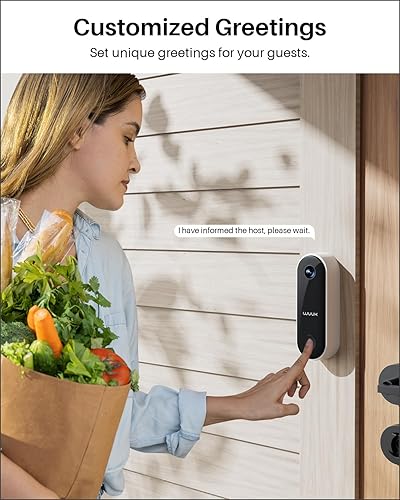Miniatura 3 de WUUK Cámara de timbre con cable con timbre, timbre de video 2K, reconocimiento facial, detección de humanos y movimiento, grabación 247, sin