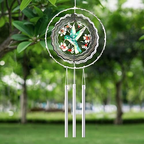Miniatura 2 de Campanilla de viento solar, campanillas de viento blancas cálidas, colibrí, 200 luces LED de jardín, impermeables, luces decorativas para