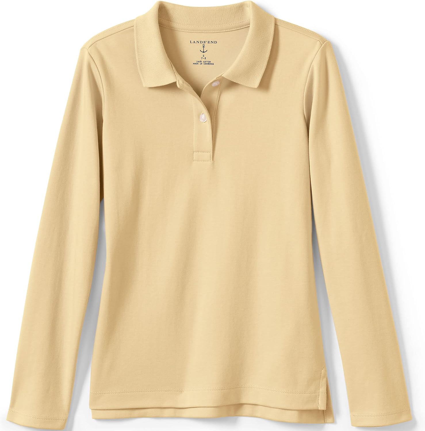 Lands' End School Uniform Girls Long Sleeve Feminine Fit Interlock Polo Shirt