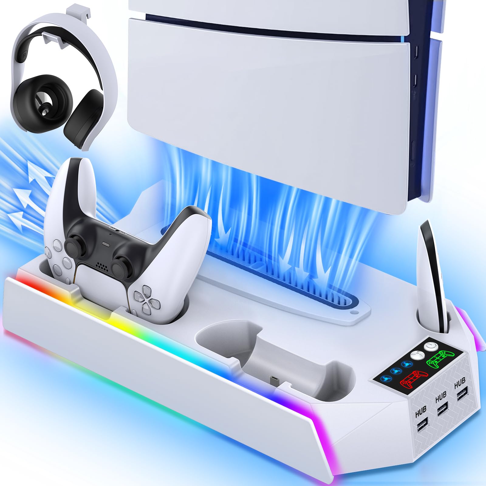 ZRZLMVP Stazione di ricarica per controller PS5 – RGB bianco