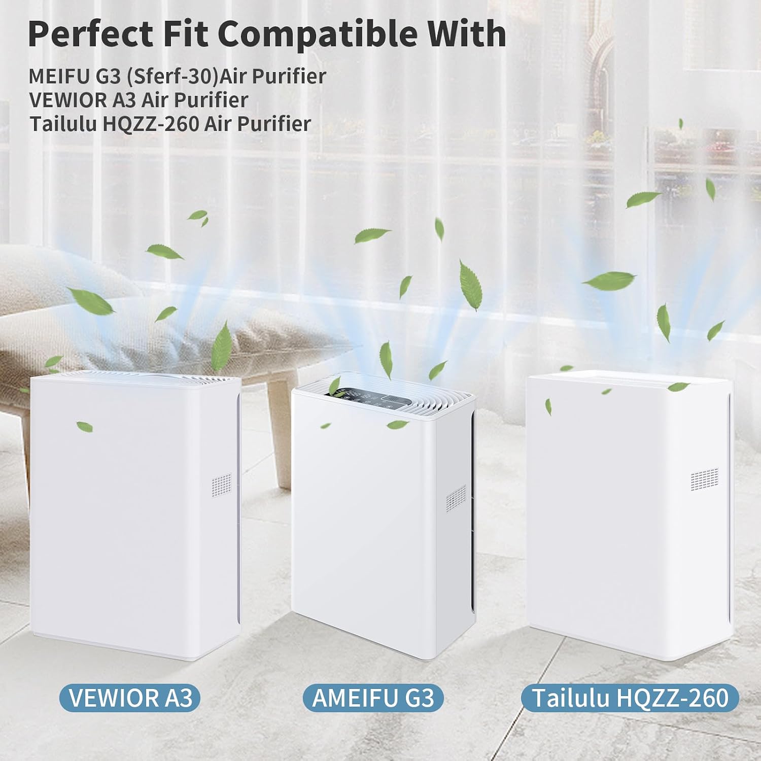 G3 A3 HEPA Filter Compatible with AMEIFU G3 (Sferf-30)（FXAP2W） Air Purifier, VEWIOR A3 Air Purifier & Tailulu HQZZ-260 Air Purifier, 3-in-1 True HEPA Air Cleaner Filter, 4 Pack