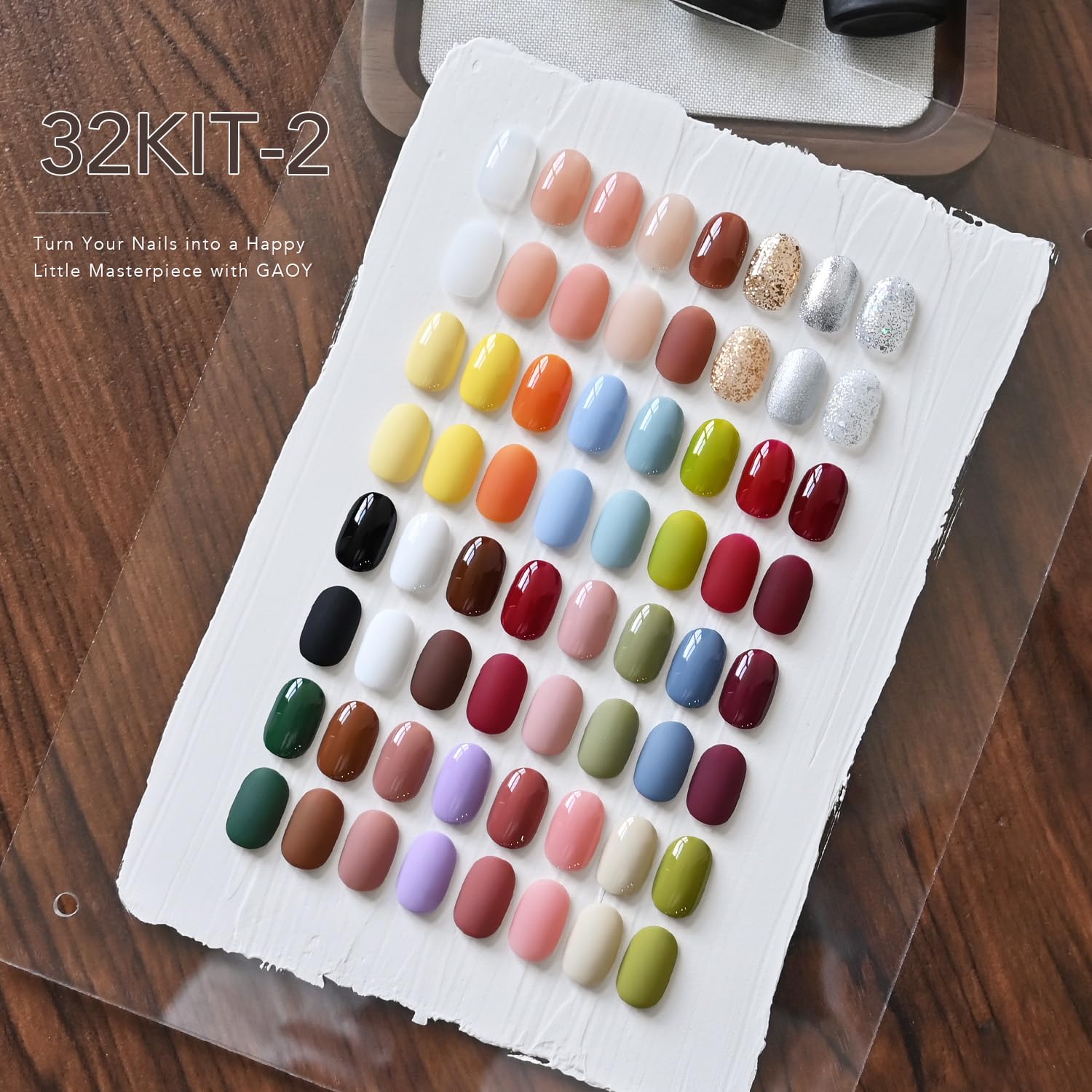 GAOY Gel Nail Polish Kit with UV Light, 32 Colors Gel Polish Set Red Black White Nude Glitter with 5 Pcs Soak off Base Glossy Matte Glitter Top Coat & Builder for Nail Art DIY Manicure at Home