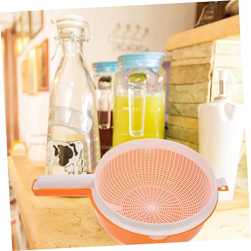 Miniatura 11 de Mobestech Manija de lavabo de plástico Manual para capa Cesta beige Lavado de frutas Drenaje de verduras Colador de utensilios Lavado de doble capa