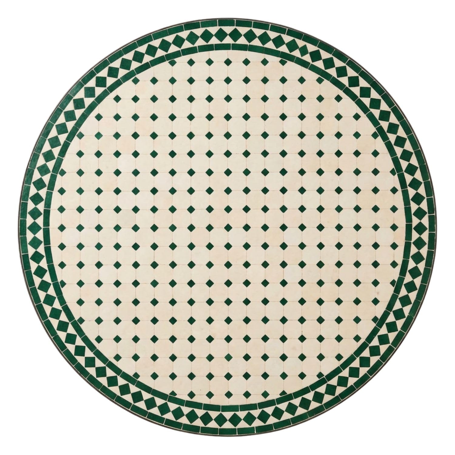 Tavolo a mosaico marocchino Marrakech, in ceramica, 120 cm, colore: beige/verde