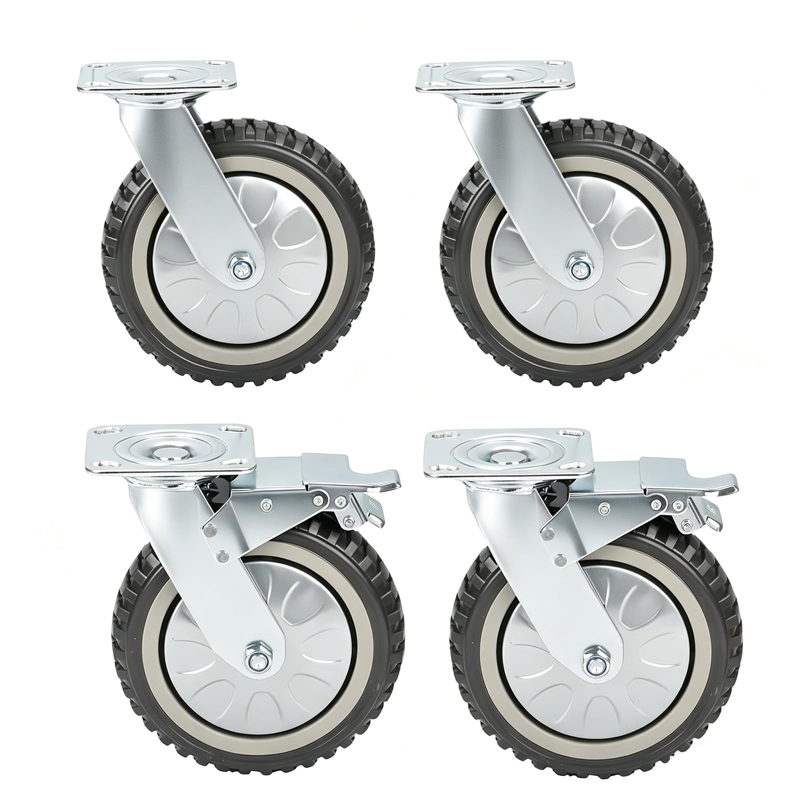 Nfbcxutkw 8Inch 8 Inch Swivel Casters Set Of 4 (2 Locking & 2 Non-Locking)