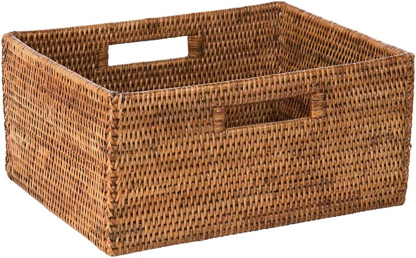 KOUBOO La Jolla Rattan Shelf Handles, Medium, Honey-Brown Storage Basket,