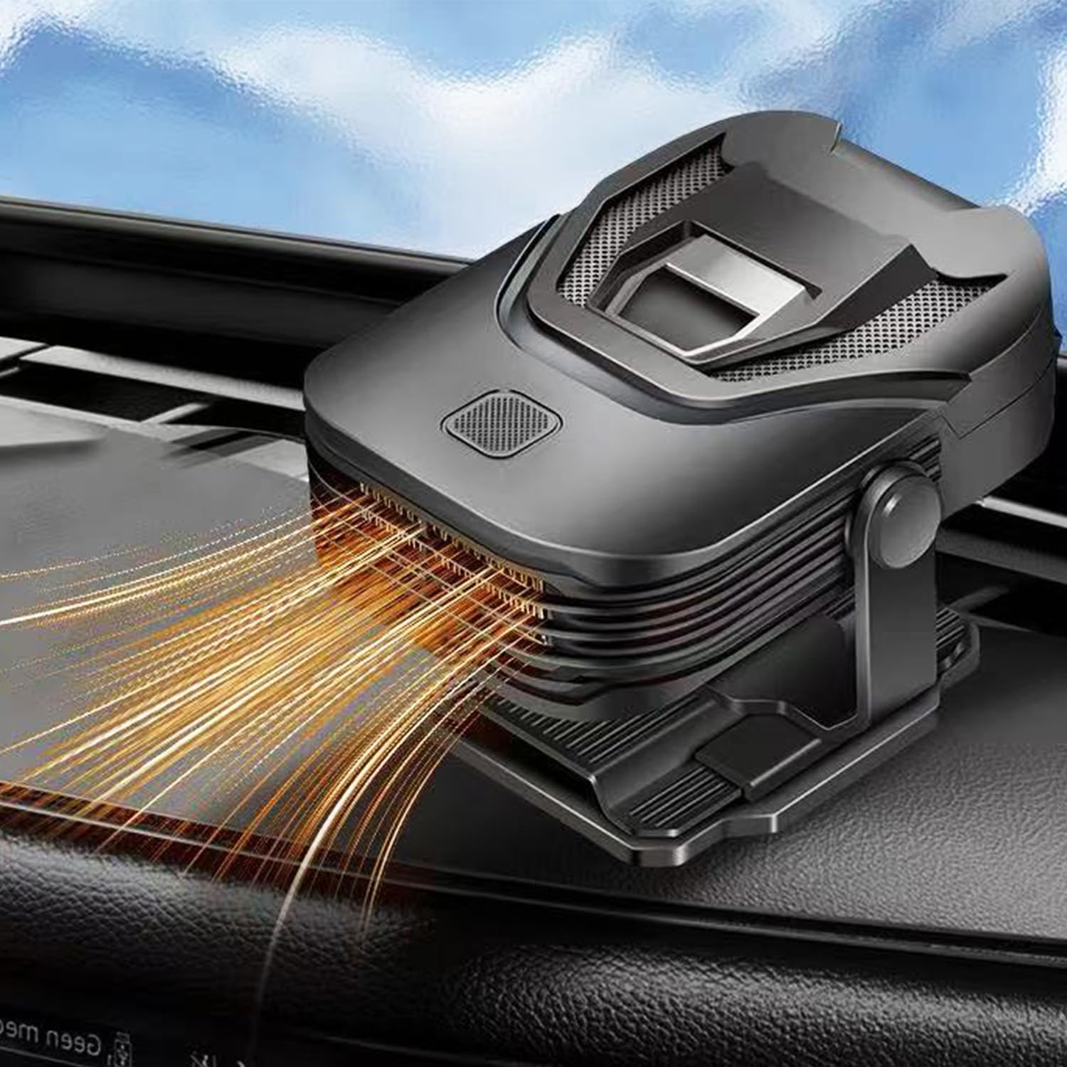 Chauffage de voiture, 2 en 1 Chauffage et refroidissement rapide avec dégivrage et désembuage, support à aspiration à rotation 360°, prise allume-cigare pour tous les pare-brise de voiture