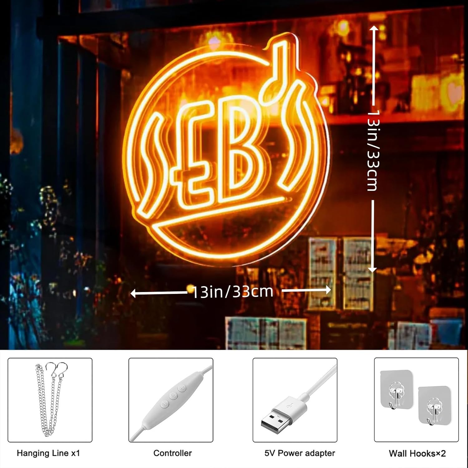 SEB'S Neon Sign, La La Neon Light, Pub Logo Bar Wall Decor, Bedroom Wall Neon Art, Home Bar Light, 13"x13"