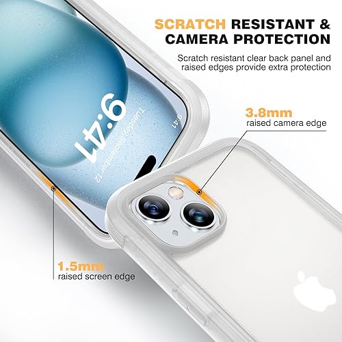 Miniatura 1076 de Diaclara - Funda diseñada para iPhone 15 Plus de 6.7 pulgadas, funda transparente de cuerpo completo con protector de pantalla, funda resistente